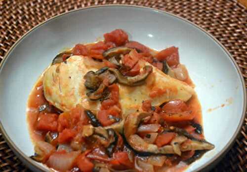 Poulet aux champignons et tomates au cookeo - recette cookeo.