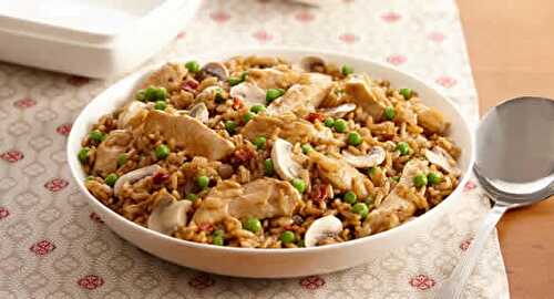 Poulet riz champignons cookeo - un délicieux plat de dîner.