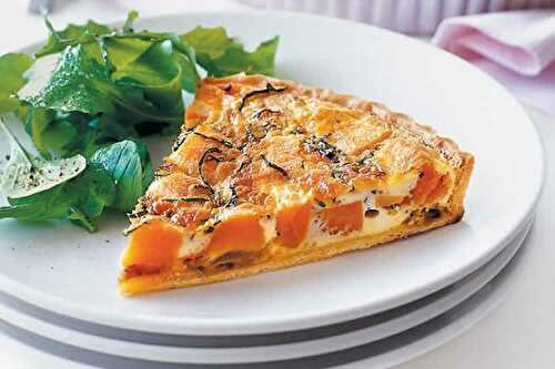 Quiche à la butternut et aux oignons caramélisés - recette facile.