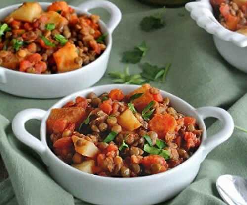 Recette lentilles aux légumes ww - un plat à 2 SP par personne.