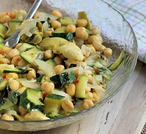 Recette salade de courgettes et pois chiches ww - entrée pour 2 SP.