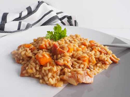 Risotto au potiron et aux lardons au cookeo - recette cookeo.