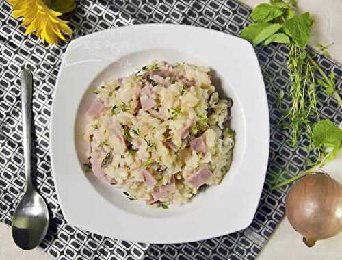 Risotto aux champignons et jambon au thermomix - la recette de diner.