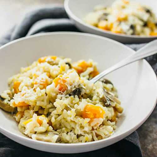 Risotto d'automne courge et champignons - la recette facile.