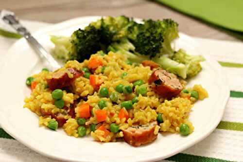 Riz aux saucisses et légumes au cookeo - pour votre dîner.
