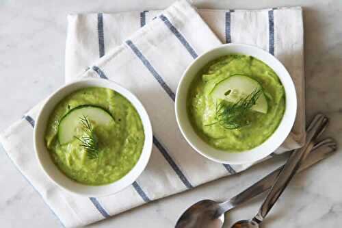 Soupe au concombre et avocat au thermomix - recette thermomix.