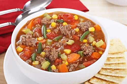 Soupe Boeuf hache et legumes au cookeo - recette cookeo.