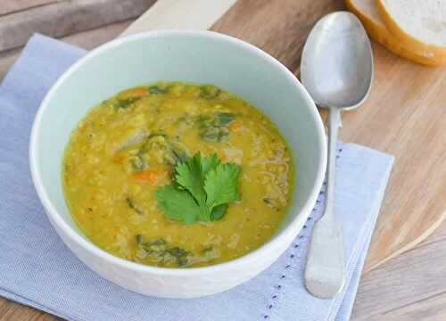 Soupe de lentilles carottes et épinards - soupe pour vous réchauffer.