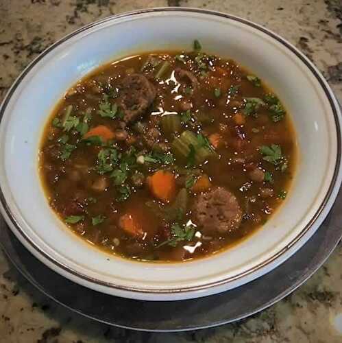 Soupe lentilles et saucisses au cookeo - soupe pour votre dîner