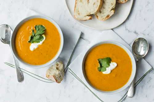 Soupe potiron et carottes au thermomix - un velouté de légumes léger