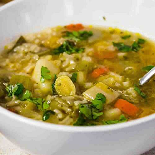 Soupe riz carottes poireaux - soupe healthy pour vous réchauffer