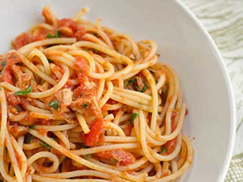 Spaghettis thon au cookeo - recette pâtes au cookeo pour diner.