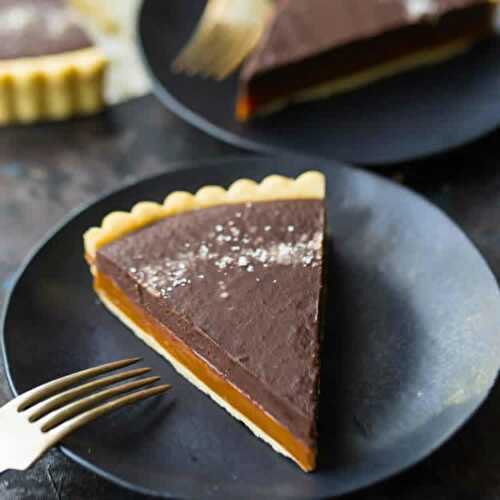 Tarte au chocolat et caramel au beurre salé au thermomix