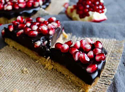 Tarte au chocolat et grenade sans cuisson au thermomix