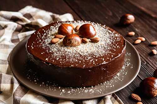 Gâteau de châtaigne au glaçage chocolat : le moelleux du sessert.