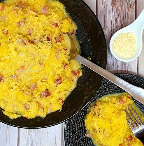 Courge spaghetti à la carbonara