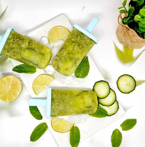 Popsicle concombre citron vert et menthe