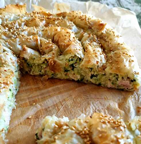 Tarte filo aux courgettes et jambon