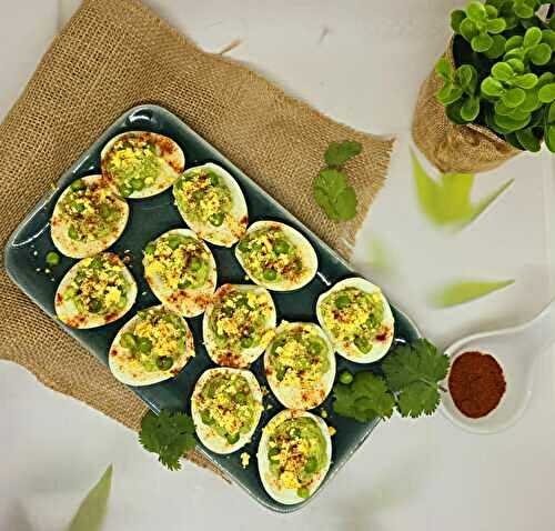 Oeufs mimosa au guacamole de petits pois