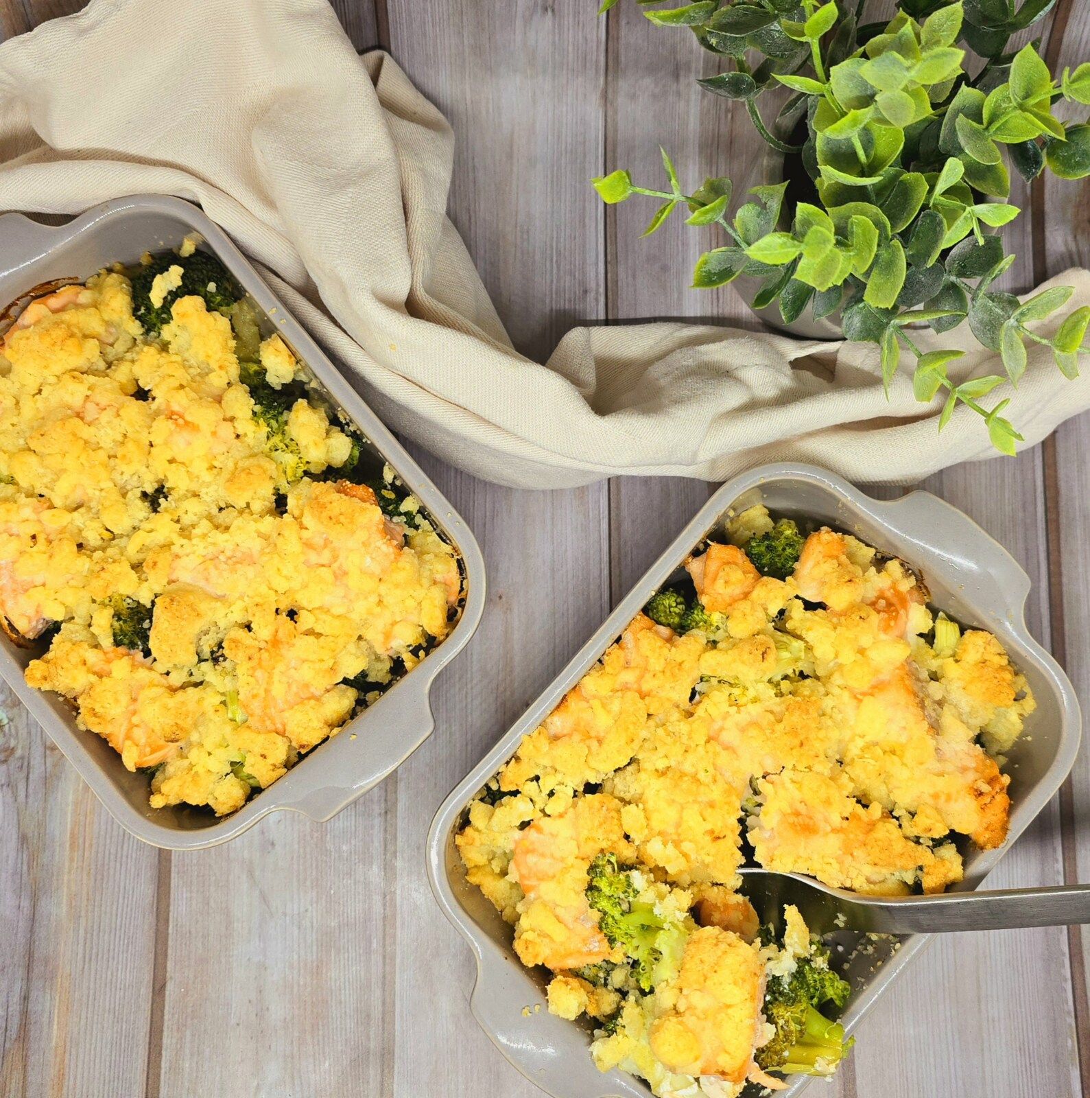 Crumble de saumon et brocolis