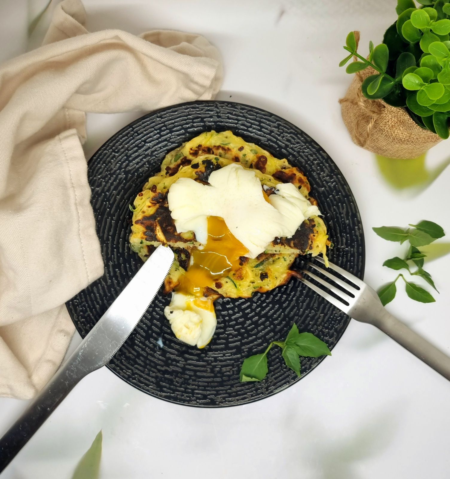 Pancakes aux courgettes et mozzarella
