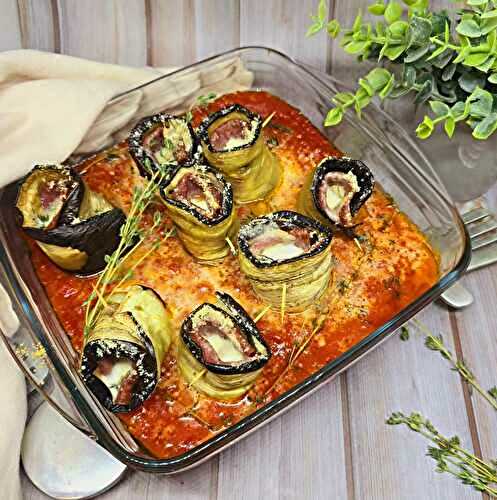 Roulés d'aubergines à la mozza et au salami