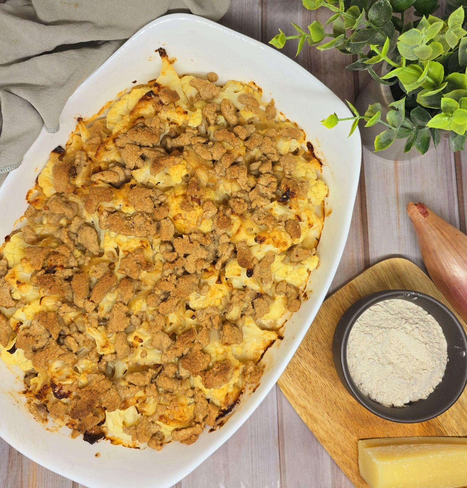 Crumble de chou fleur au sarrasin et crème de parmesan