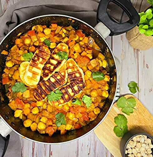 Ragoût de pois chiches au halloumi grillé