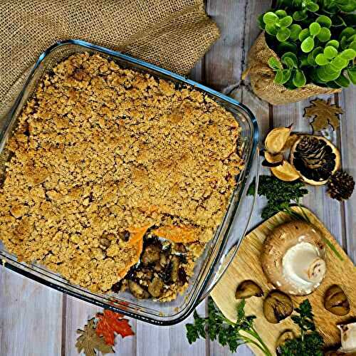 Crumble de champignons, châtaignes et patates douces