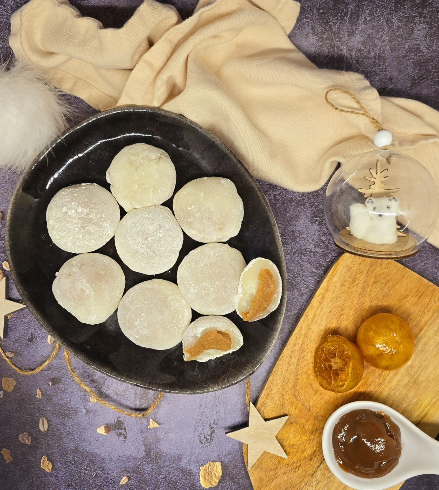 Mochis crème de marron et clémentine confite