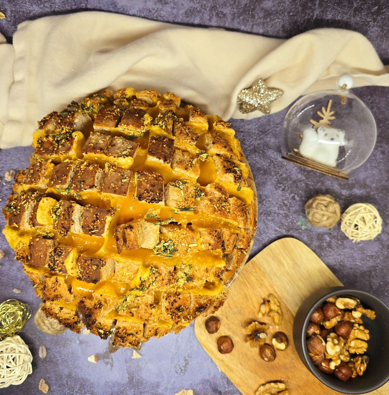 Pain hérisson au cheddar et aux herbes