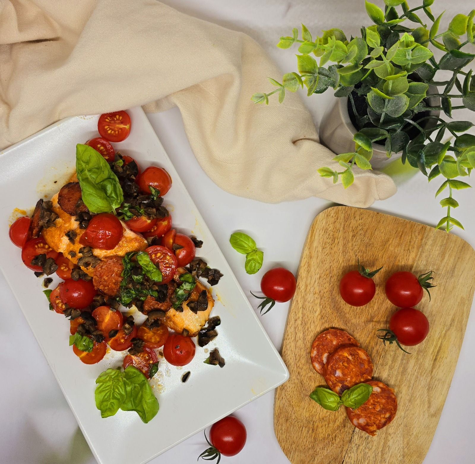 Saumon grillé au chorizo