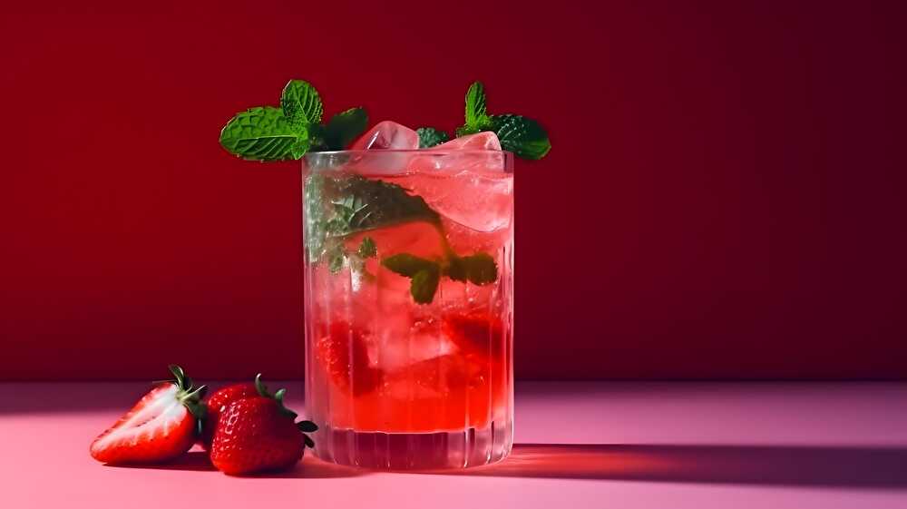 Cocktail rafraîchissant aux fraises et à la menthe sans alcool