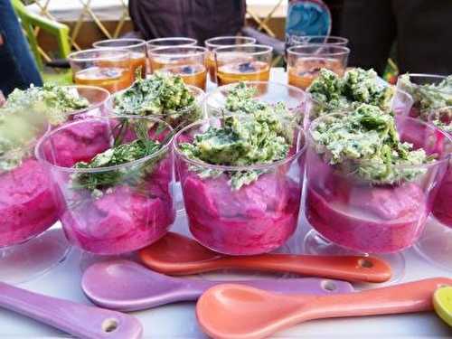 Bavarois de betteraves au chèvre frais et sa mousse de roquette