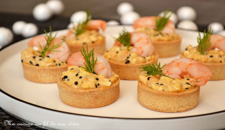 Apéro de fêtes : bouchées aux crevettes et œufs mimosa