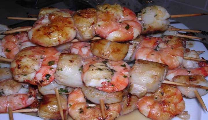 Brochette de St Jacques et gambas