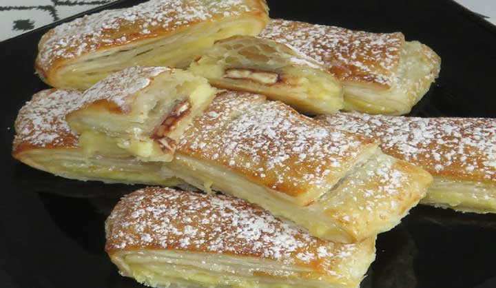 Feuilleté à la crème pâtissière et aux amandes