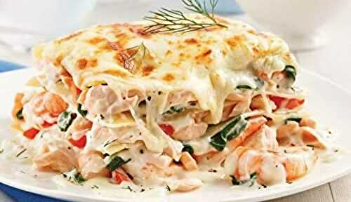 Lasagne au saumon et crevettes