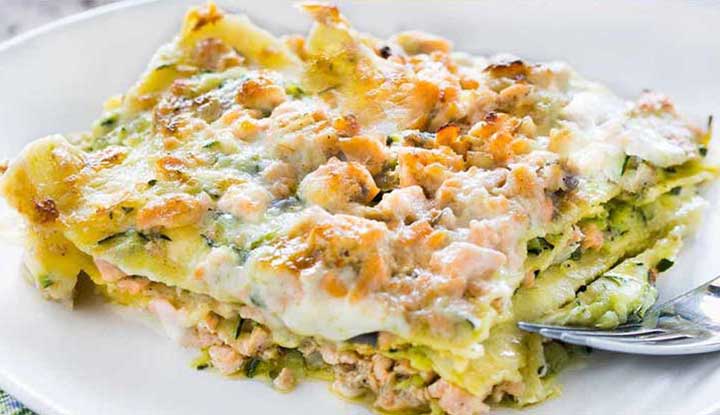 Lasagnes aux courgettes et au saumon