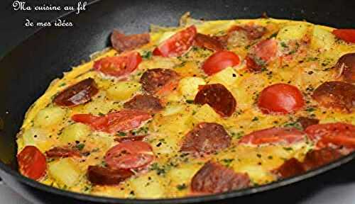 Omelette aux pommes de terre, tomates cerise et chorizo