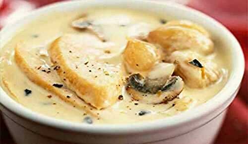 Onctueuse blanquette de poulet aux champignons de Paris