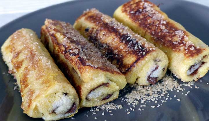 Pain perdu roulé au nutella (ou à la confiture)