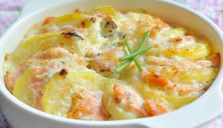 RECETTE GRATINÉ DE POMMES DE TERRE AU SAUMON FUMÉ