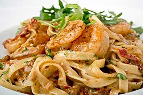 Tagliatelles aux crevettes. Une recette super simple