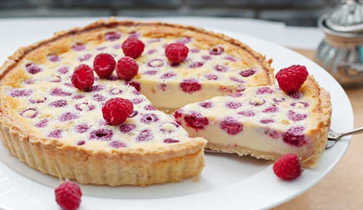 Tarte chocolat blanc-framboises toute simple