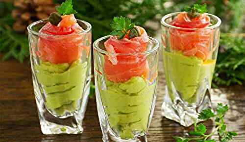 Verrine de mousse d’avocats et saumon fumé