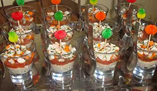 Verrines de thon, tomates et surimi un délice