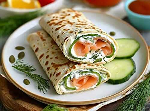 Wrap au saumon fumé fromage frais et concombre