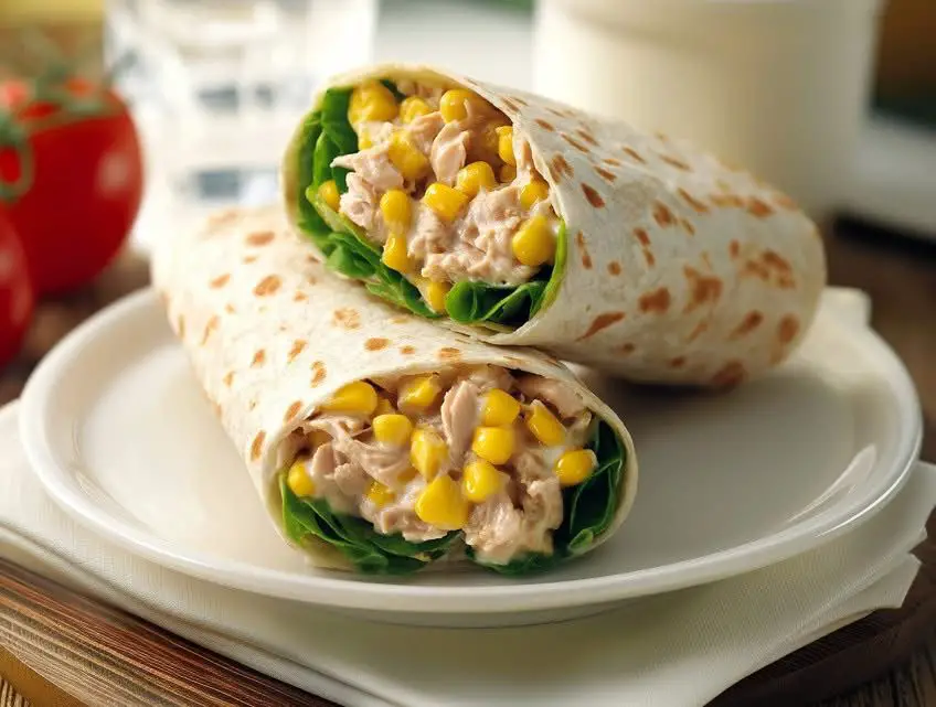 Wrap au thon maïs fromage râpé et crème légère