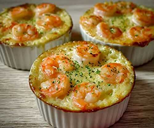 Cassolettes aux crevettes et poireaux, sauce crémeuse